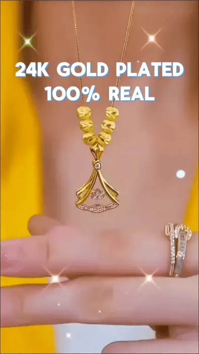 24K Gold Plated Fan Necklace